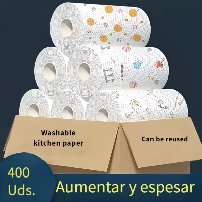 Disposable Kitchen Towels 400 Sheets Absorbent Nonwoven Cleaning Paper - Quick Sink-Spill Response Roll Cleaning Towels for Daily Cleanup - Image 1