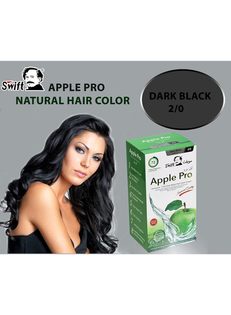 Swift Apple Pro hair dye cream with an advanced formula and 100% coverage for white hair from Swift a creamy hair dye in ( Natural black 0/1) color 2*500 ml - Image 2