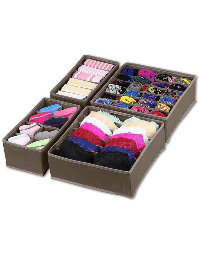 4 Pcs Underwear Drawer Organizers Divider, Closet Socks Organizer and Storage Boxes for Lingerie, Bra, Undies - Image 1
