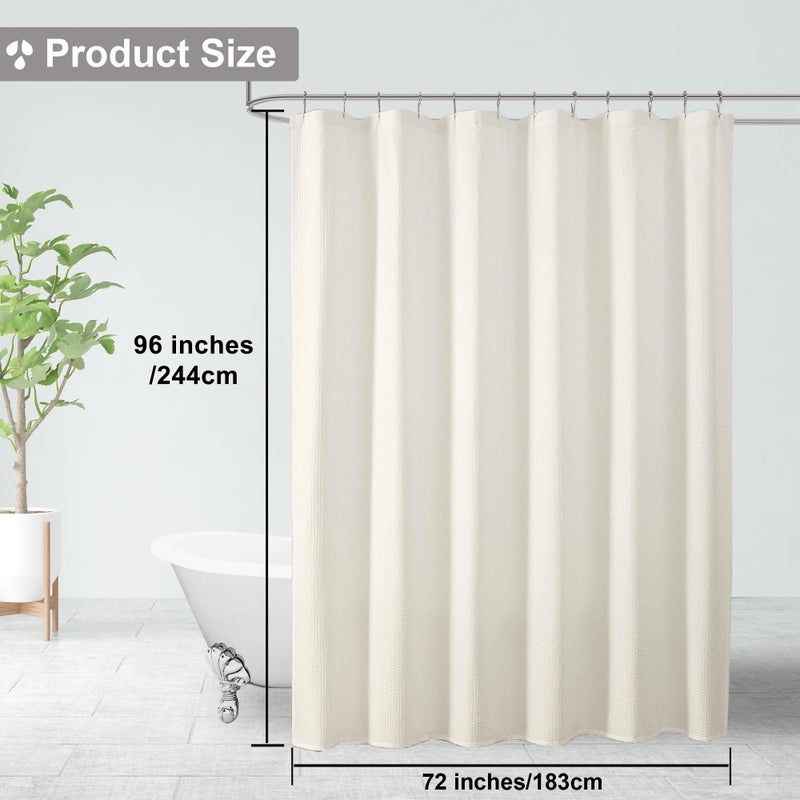 OVZME Berry Extra Long Cream Shower Curtain 96 Inch Long  3D Embossed Texture Fabric Bathroom Shower Curtain  Large Hotel Bath Curtain with 12 Holes  Washable Cloth Shower Curtains  72x96  Cream - Image 3