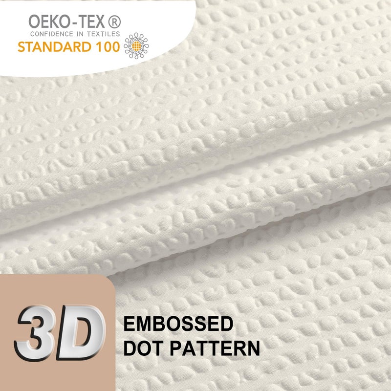 OVZME Berry Extra Long Cream Shower Curtain 96 Inch Long  3D Embossed Texture Fabric Bathroom Shower Curtain  Large Hotel Bath Curtain with 12 Holes  Washable Cloth Shower Curtains  72x96  Cream - Image 2