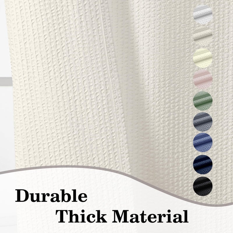 OVZME Berry Extra Long Cream Shower Curtain 96 Inch Long  3D Embossed Texture Fabric Bathroom Shower Curtain  Large Hotel Bath Curtain with 12 Holes  Washable Cloth Shower Curtains  72x96  Cream - Image 5