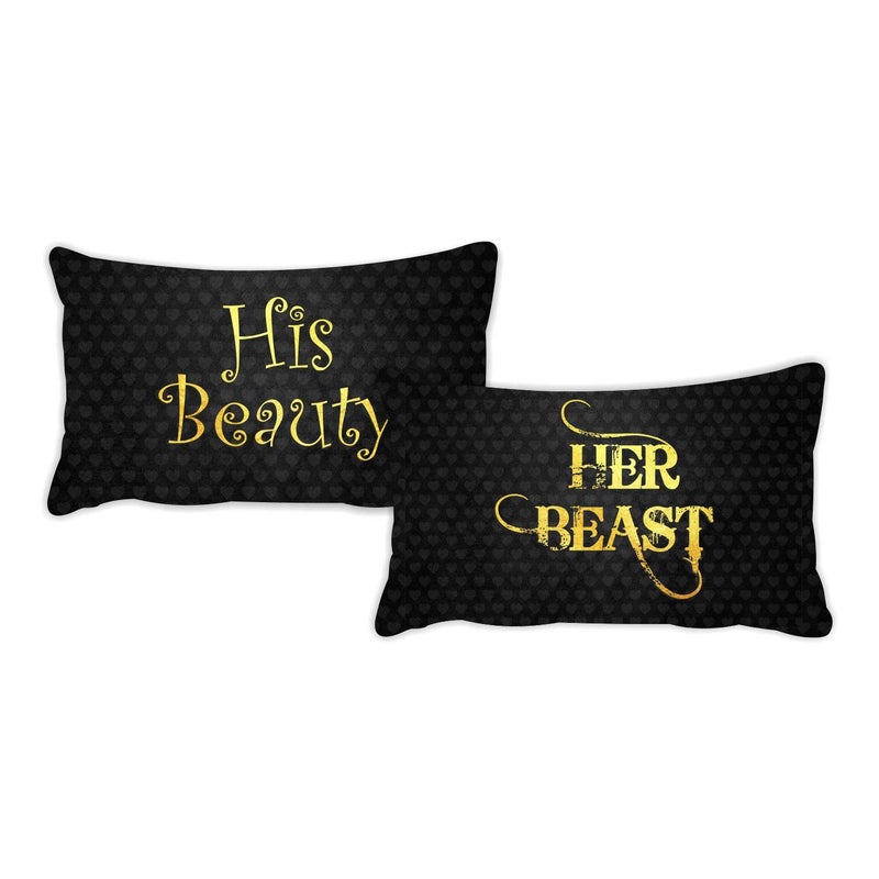 YaYa Cafe TheYaYaCafe Birthday Gifts Her Beast His Beauty Romantic Couple bedsheet for Girlfriend Boyfriend Husband Wife with 2 Pillow Covers Pink - Image 5