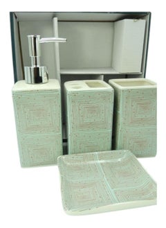 BABAZAM 4 Pieces Bathroom Accessories Set Toothbrush Cup & Holder Lotion Liquid Soap Dispenser & Tray Multicolor 23x23x8cm  - Image 2