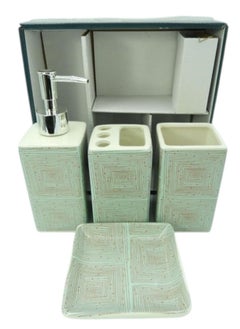 BABAZAM 4 Pieces Bathroom Accessories Set Toothbrush Cup & Holder Lotion Liquid Soap Dispenser & Tray Multicolor 23x23x8cm  - Image 3