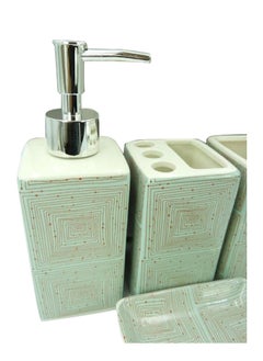 BABAZAM 4 Pieces Bathroom Accessories Set Toothbrush Cup & Holder Lotion Liquid Soap Dispenser & Tray Multicolor 23x23x8cm  - Image 4