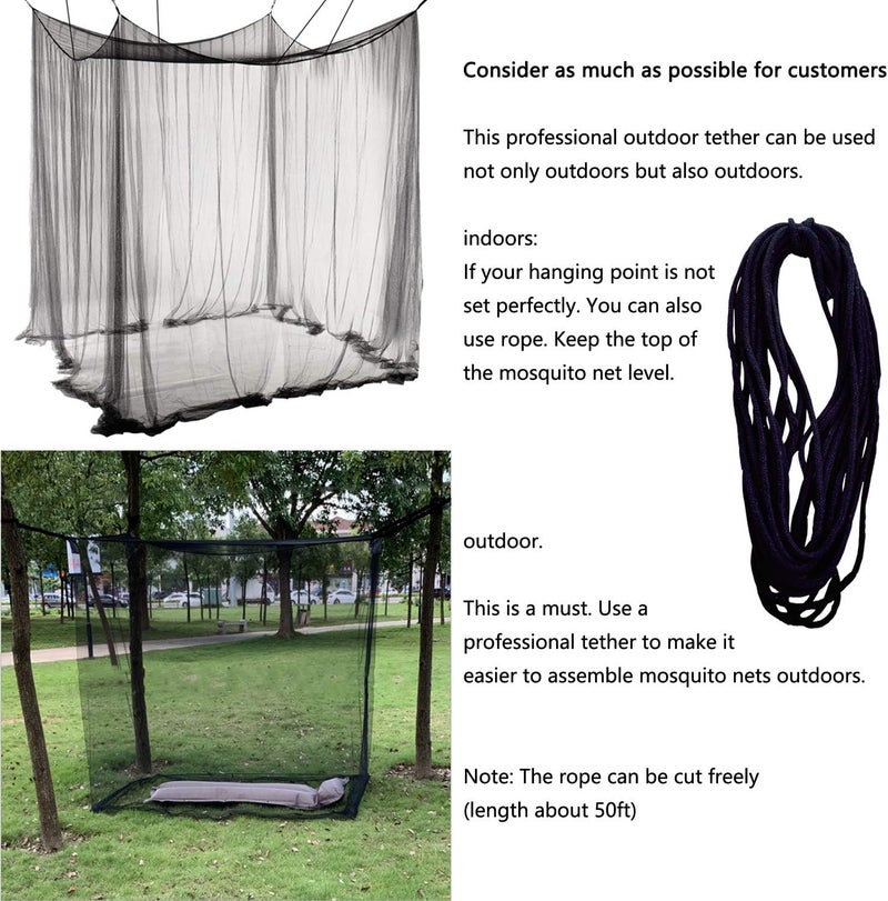 Comtelek Bed Canopy, Canopy Bed Curtains Bed Drapes for Full Queen King Size Bed Mosquito Net Bed Canopy Curtains for Patio Indoor Outdoor Gothic Room Decor Screen Netting Canopy Curtains Blcak - Image 4