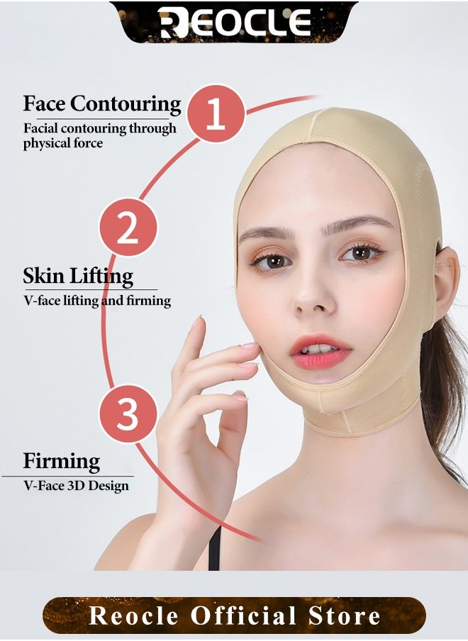 REOCLE - Reusable V Line Mask Facial Slimming Tight Strap Double Chin Reducer Face Slimming Strap Chin up Face Lifting Belt Post Surgery Neck and Chin Compression Garment Wrap Mask for Women and Men - Image 1