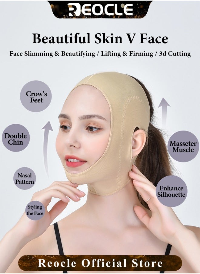 REOCLE - Reusable V Line Mask Facial Slimming Tight Strap Double Chin Reducer Face Slimming Strap Chin up Face Lifting Belt Post Surgery Neck and Chin Compression Garment Wrap Mask for Women and Men - Image 1