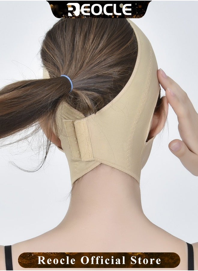 REOCLE - Reusable V Line Mask Facial Slimming Tight Strap Double Chin Reducer Face Slimming Strap Chin up Face Lifting Belt Post Surgery Neck and Chin Compression Garment Wrap Mask for Women and Men - Image 1