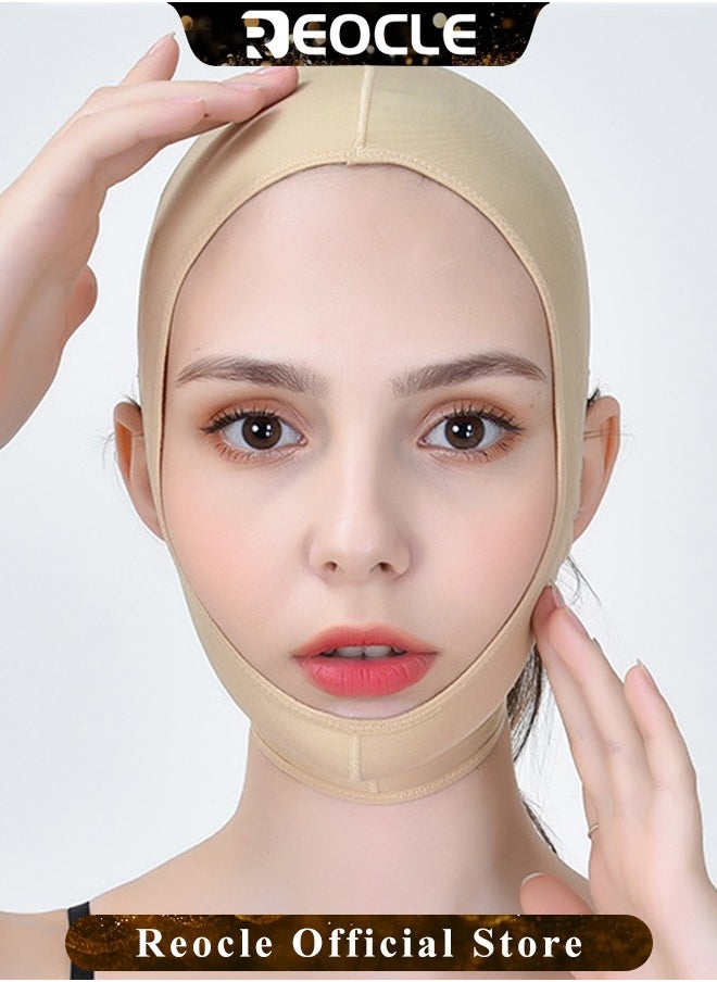 REOCLE - Reusable V Line Mask Facial Slimming Tight Strap Double Chin Reducer Face Slimming Strap Chin up Face Lifting Belt Post Surgery Neck and Chin Compression Garment Wrap Mask for Women and Men - Image 1