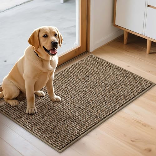 JSEI Dirt Trapper Door Mat 20"x32" Non-Slip Washable Entrance Mat, Dog Doormats, Absorbent & Fade-Resistant Floor Mats, Low Profile Welcome Mats for Entryway, Front Door, and Inside Entrance, Beige - Image 1