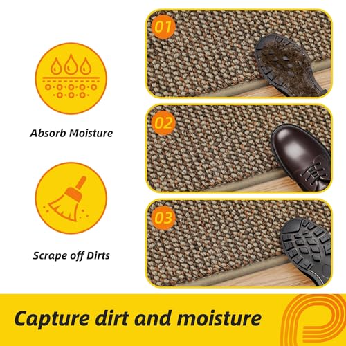 JSEI Dirt Trapper Door Mat 20"x32" Non-Slip Washable Entrance Mat, Dog Doormats, Absorbent & Fade-Resistant Floor Mats, Low Profile Welcome Mats for Entryway, Front Door, and Inside Entrance, Beige - Image 4
