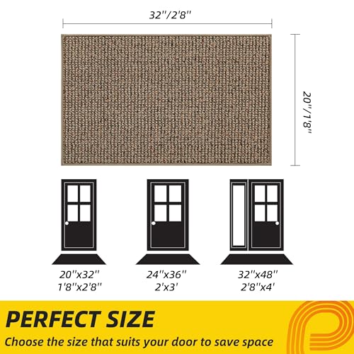 JSEI Dirt Trapper Door Mat 20"x32" Non-Slip Washable Entrance Mat, Dog Doormats, Absorbent & Fade-Resistant Floor Mats, Low Profile Welcome Mats for Entryway, Front Door, and Inside Entrance, Beige - Image 2