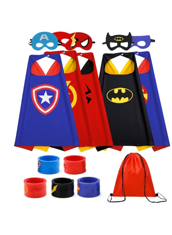 XICEN 16 PCS Superhero Capes Set With Eye Mask, Wristbands and Storage Bag, Cosplay Costumes for Boys Girls - Image 1