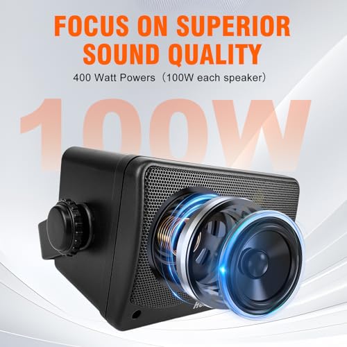Herdio 3.5 Inch Passive Outdoor Speakers Wired Waterproof Wall Mount Speakers with 400W Superior Sound, All-Weather Durability, for Home Patio Garden Marine Boat Garage Indoor,4-Pack Balck - Image 4