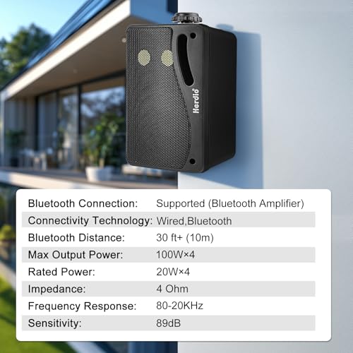 Herdio 3.5 Inch Passive Outdoor Speakers Wired Waterproof Wall Mount Speakers with 400W Superior Sound, All-Weather Durability, for Home Patio Garden Marine Boat Garage Indoor,4-Pack Balck - Image 2