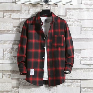 Spring and Autumn Thin Plaid Long-sleeved Shirt Mens Loose Ins Fashionable Korean Style Shirt Mens Work Clothes for Construction Site Red 6605 - pzsku/ZD98236A37EE2E0760D5DZ/45/1746225331/1124c339-9a53-4cb5-8199-fdb3e1ca438b