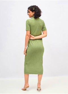 SASSAFRAS Knitted Front Button Bodycon Midi Dress by Styli  - Image 5