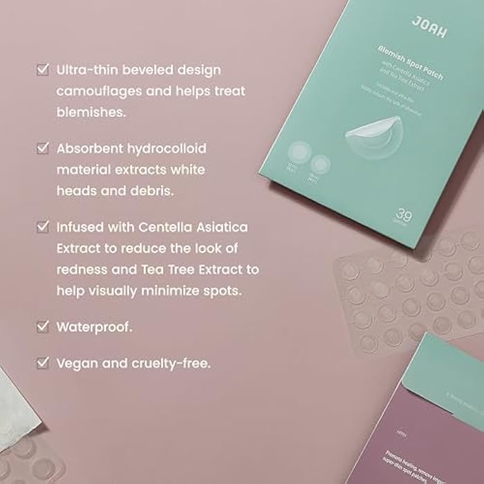 JOAH Heal Me CICA Spot Patch, Hydrocolloid Korean Skin Care Spot Patches with Centella Asiatica, 39 Patches, White - Image 5