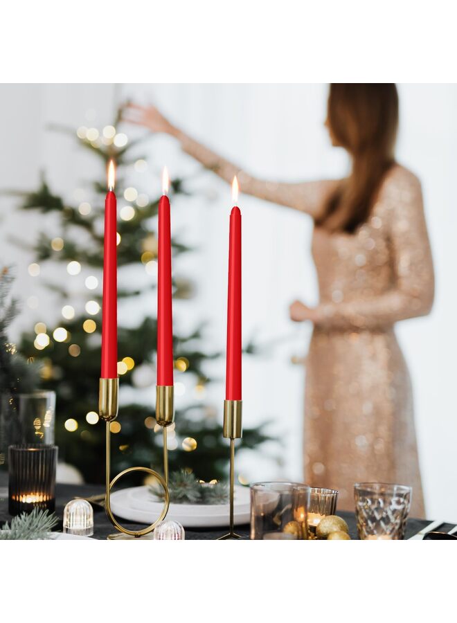 4PCS Taper Candle, Hand-Poured Tall Candle Holders, 10 Inch, Smokeless, for Home, Weddings, Birthday Parties and Home Decor(Red) - Image 5