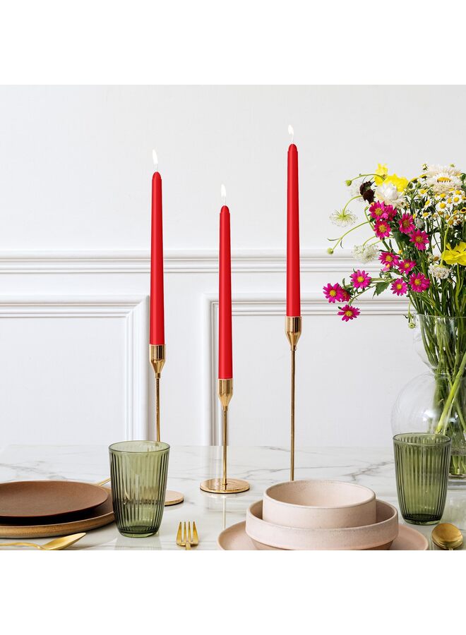 4PCS Taper Candle, Hand-Poured Tall Candle Holders, 10 Inch, Smokeless, for Home, Weddings, Birthday Parties and Home Decor(Red) - Image 4