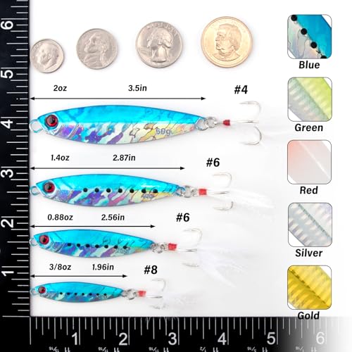 Dr.Fish 5 Pack Metal Jigging Spoon Saltwater Fishing Jigs Spoons Lures Casting Vertical Diamond Jig Lures Freshwater Bass Striper Mackerel Halibut 0.88oz - Image 2