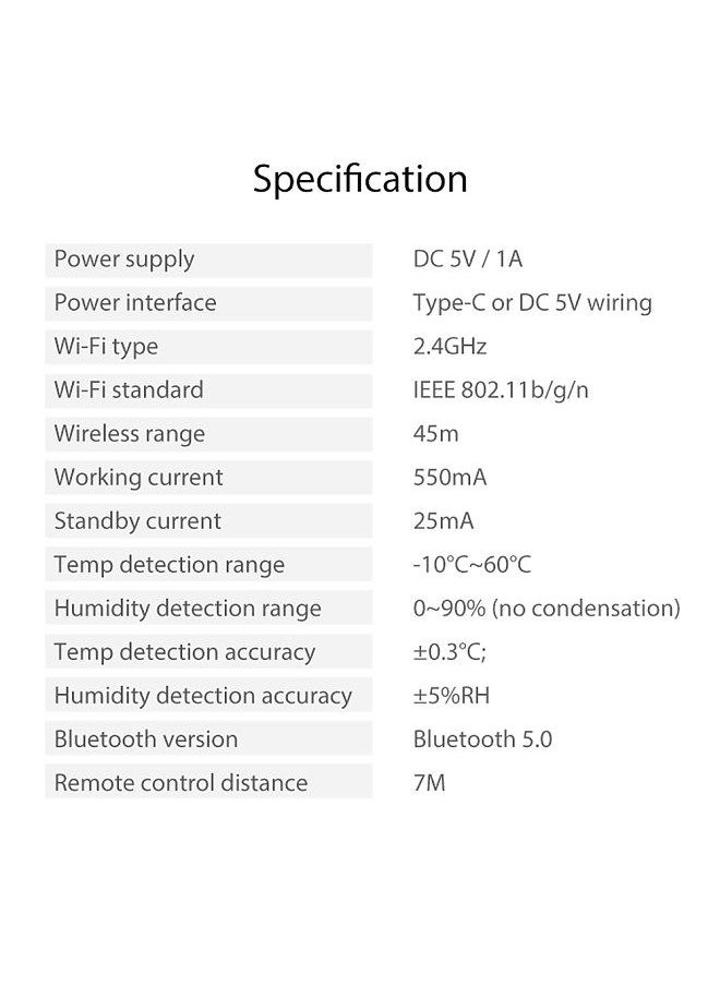 Tuya WiFi Intelligent Temperature Humidity Infrared Controller USB Power Supplys Home Living Room Bedroom Air Conditioner Thermostat LCD Display Screen with Backlight APP Remotes Control
