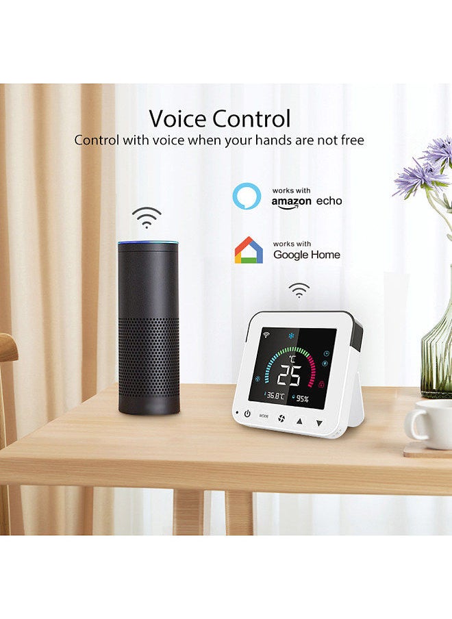 Tuya WiFi Intelligent Temperature Humidity Infrared Controller USB Power Supplys Home Living Room Bedroom Air Conditioner Thermostat LCD Display Screen with Backlight APP Remotes Control