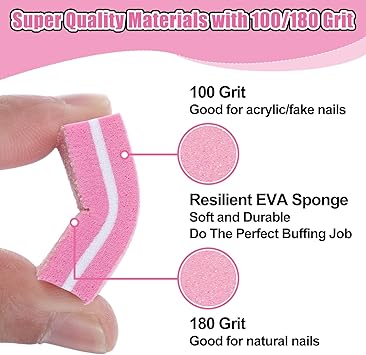 Qianyu Qianyu 50 Pack Mini Nail Buffer Blocks 100180 Grit Nail Sanding Block Professional Sponge Buffing Sanding Block File for Natural Gel Acrylic Nails Manicure Tools Set Salon Home Use - Image 4