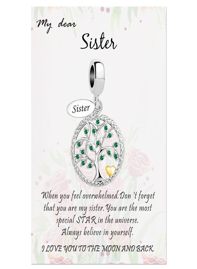 KunBead Sister Family Tree Dangle Charm Family Forever Heart Love Birthday Charms Compatible with Pandora Charm Bracelets Necklace for Women - Image 1