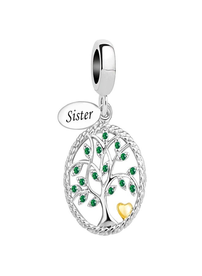 KunBead Sister Family Tree Dangle Charm Family Forever Heart Love Birthday Charms Compatible with Pandora Charm Bracelets Necklace for Women - Image 2