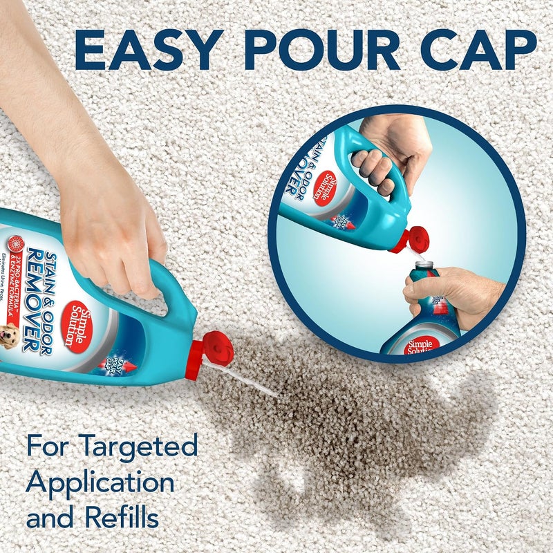 سيمبل سوليوشن رذاذ مزيل البقع والروائح من للكلاب والقطط، منظف إنزيمي بقوة تنظيف 2X برو بكتيريا، مزيل رائحة قوي للسجاد والتنجيد والأرضيات، 1 جالون - Image 4