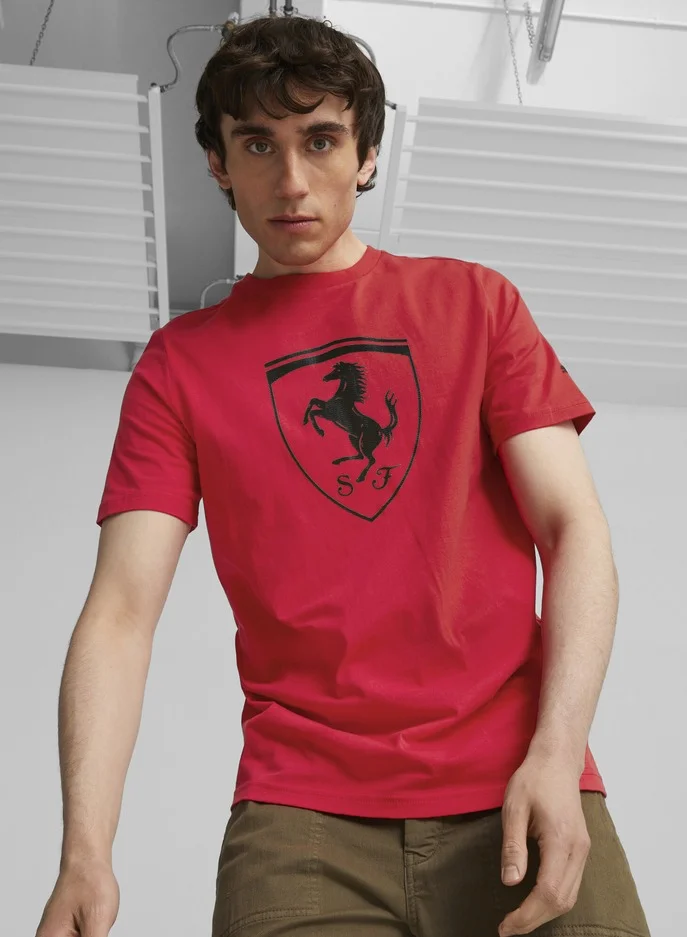 سكوديريا فيراري تي شيرت Puma Scuderia Ferrari Race Tonal Big Shield للرجال لرياضة السيارات