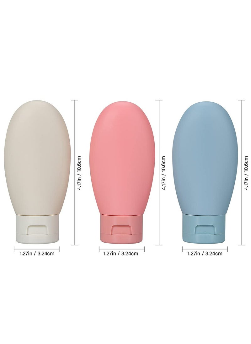 Bukela - 3 Pcs Travel Bottles Set,60ML Travel Bottles & Containers,Small Mini Empty Plastic Squeeze Bottles for Travel Toiletries,Shampoo and Conditioner with Storage Bag - Image 1