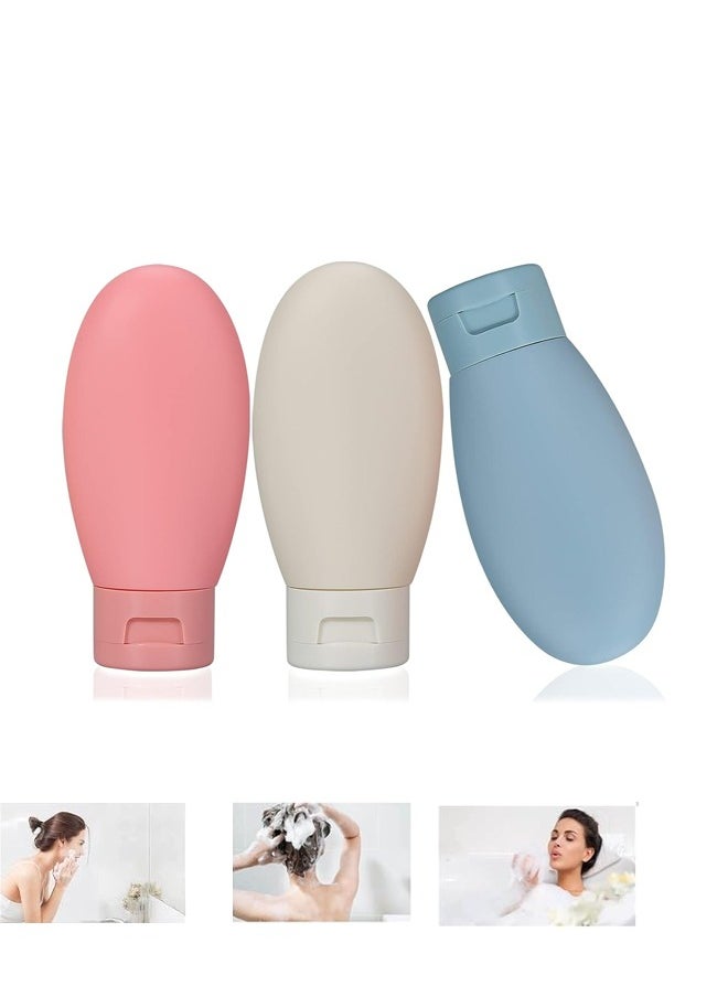 Bukela - 3 Pcs Travel Bottles Set,60ML Travel Bottles & Containers,Small Mini Empty Plastic Squeeze Bottles for Travel Toiletries,Shampoo and Conditioner with Storage Bag - Image 1