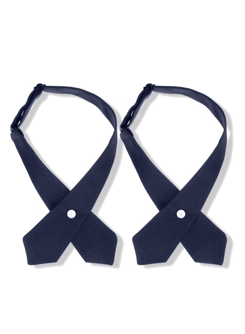 KASTWAVE 2 Pack French Girls Uniform Tie, Cross Tie for Girls Adjustable Neck Tie School Uniform for Girl Cross Neck Tie Girl Neck Tie - Image 1