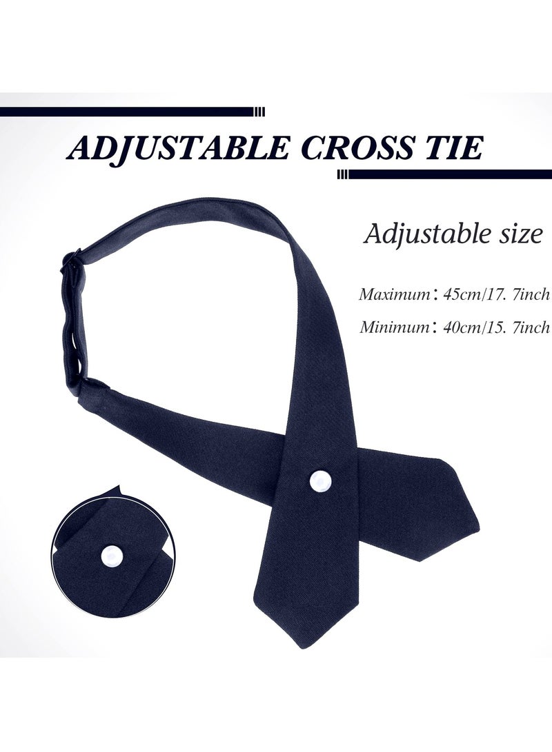 KASTWAVE 2 Pack French Girls Uniform Tie, Cross Tie for Girls Adjustable Neck Tie School Uniform for Girl Cross Neck Tie Girl Neck Tie - Image 2