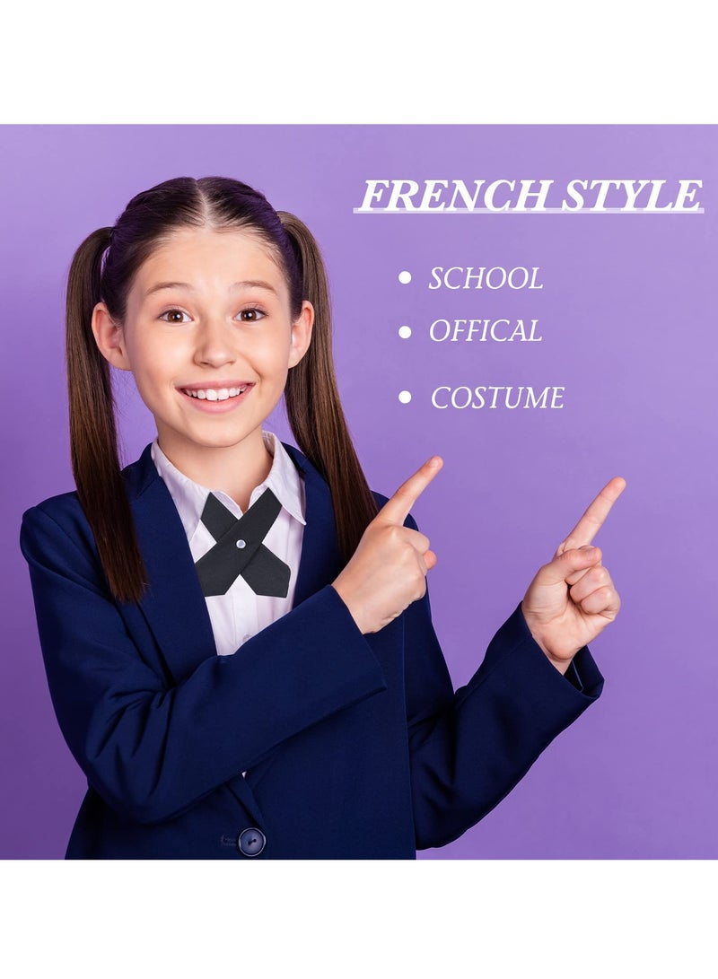 KASTWAVE 2 Pack French Girls Uniform Tie, Cross Tie for Girls Adjustable Neck Tie School Uniform for Girl Cross Neck Tie Girl Neck Tie - Image 5