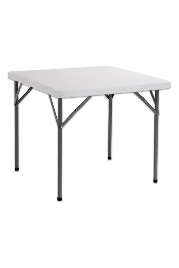 Folding Outdoor Camping Table - White Plastic - 87x87x74 cm - Image 1
