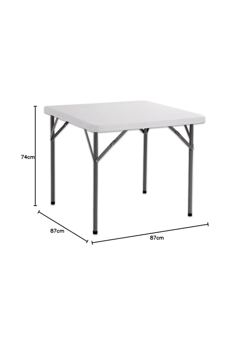 Folding Outdoor Camping Table - White Plastic - 87x87x74 cm - Image 2