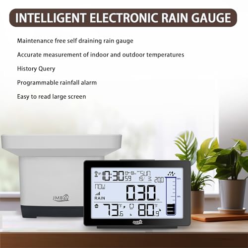 JMBay Wireless Rain Gauge Outdoor, Digital Rain Gauge Outdoors Best Rated with Thermometer,Accurate Self-Emptying Rain Measure Gauge for Garden,Remote Electronic Rain Meter,Freeze Proof Rainfall Measurer - Image 5