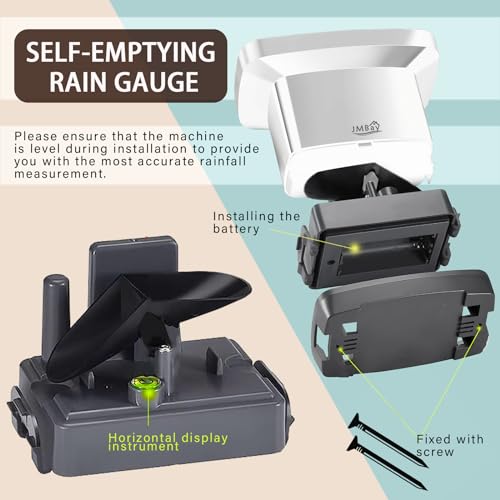 JMBay Wireless Rain Gauge Outdoor, Digital Rain Gauge Outdoors Best Rated with Thermometer,Accurate Self-Emptying Rain Measure Gauge for Garden,Remote Electronic Rain Meter,Freeze Proof Rainfall Measurer - Image 4