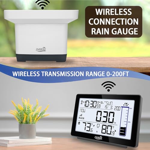 JMBay Wireless Rain Gauge Outdoor, Digital Rain Gauge Outdoors Best Rated with Thermometer,Accurate Self-Emptying Rain Measure Gauge for Garden,Remote Electronic Rain Meter,Freeze Proof Rainfall Measurer - Image 2