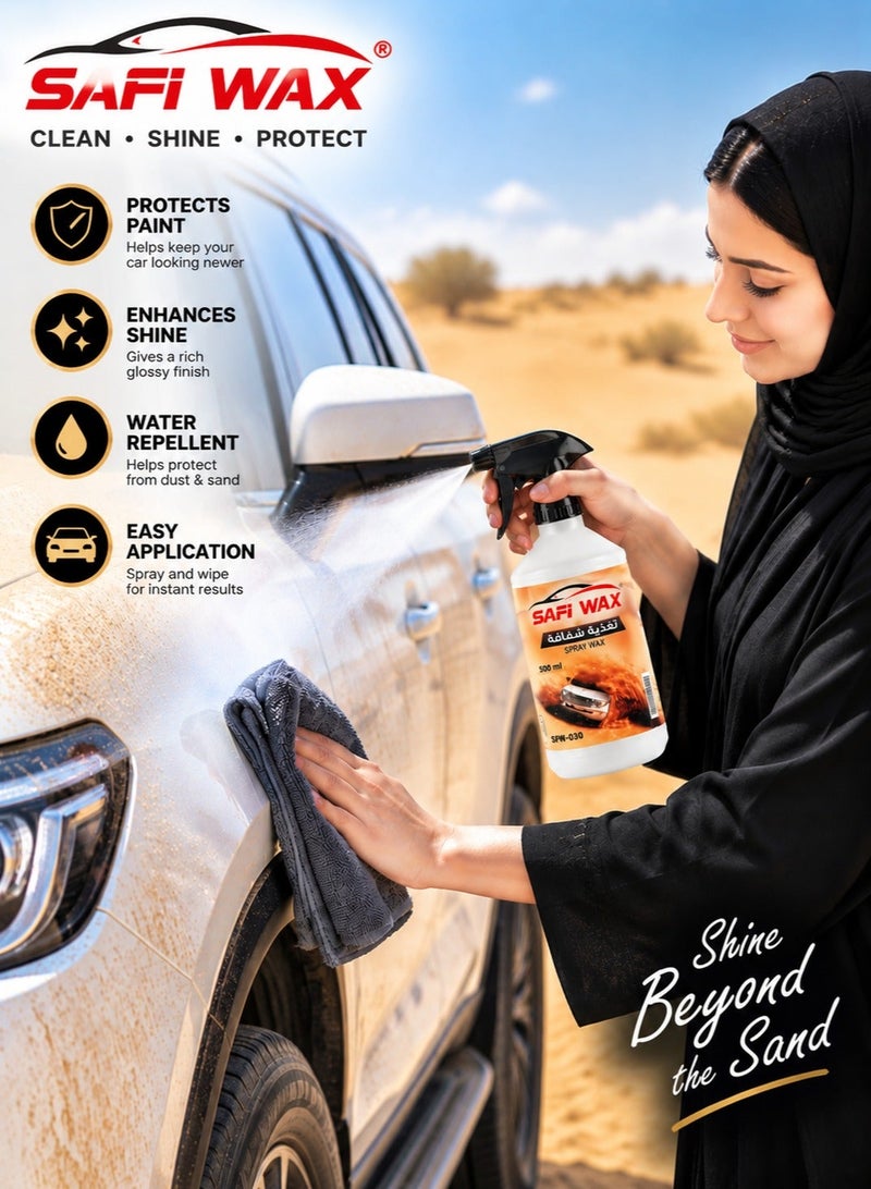 Safi WAX Premium Car Spray Wax & Polish Protector 500ml, Car Paint Protection Spray, Vehicle Exterior Shine Spray, Quick Detailer Wax Coating for Cars, Bikes & Automotive Surfaces, Water Repellent Finish, Paint Protection Solution, Gloss Enhancer, Easy Application Car Care Cleaner - Image 2