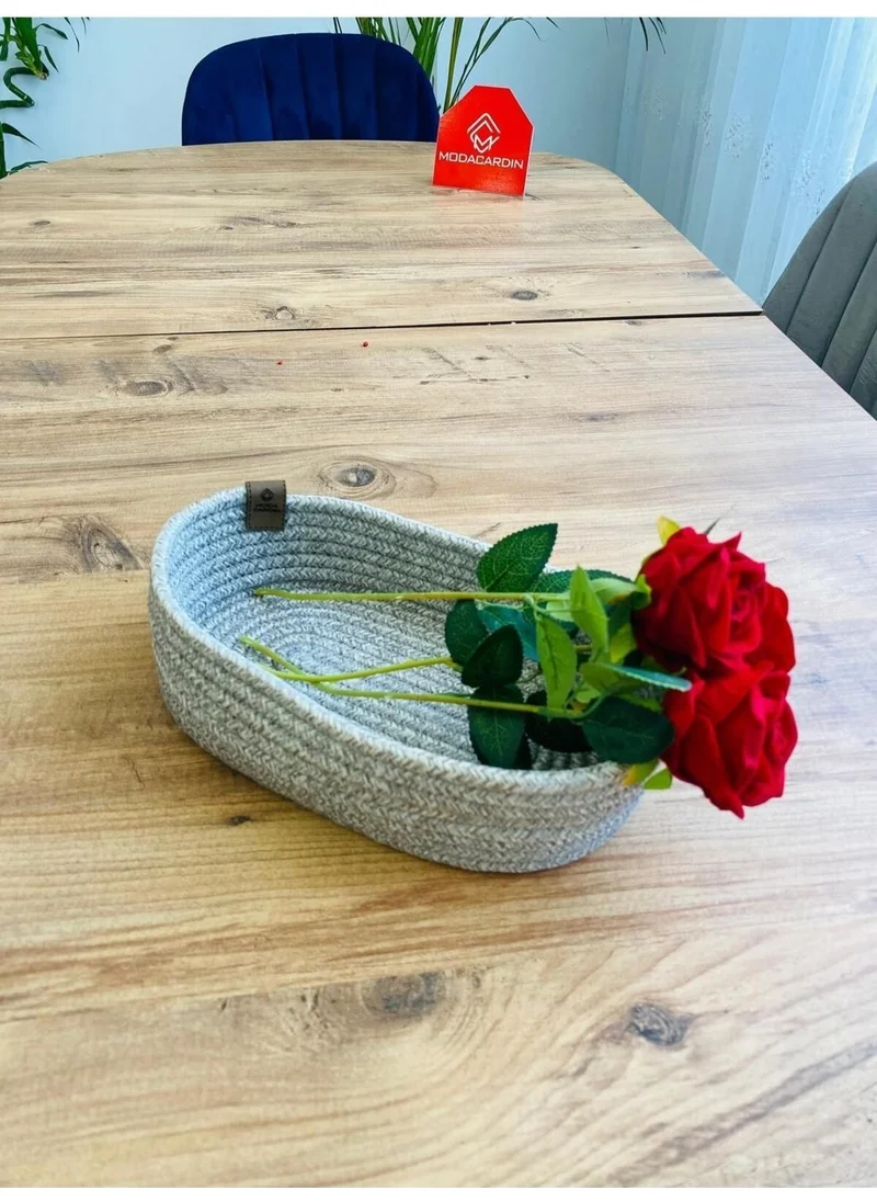 BDZ Deri Bdz Leather Wicker, Jute, Basket, Cupboard, Children's Room, Organizer, Storage Basket, Bread Basket, 30 x 20 x 10 cm cm