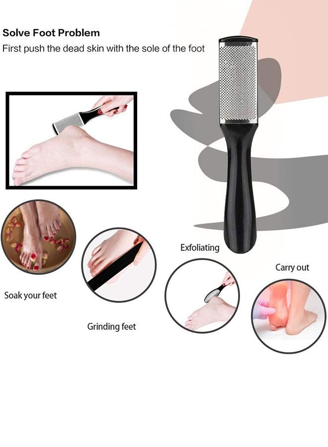 مجموعة أدوات العناية بالقدم المهنية من 10 قطع ، مجموعة باديكير لإزالة الجلد الميت (أسود) - Image 4
