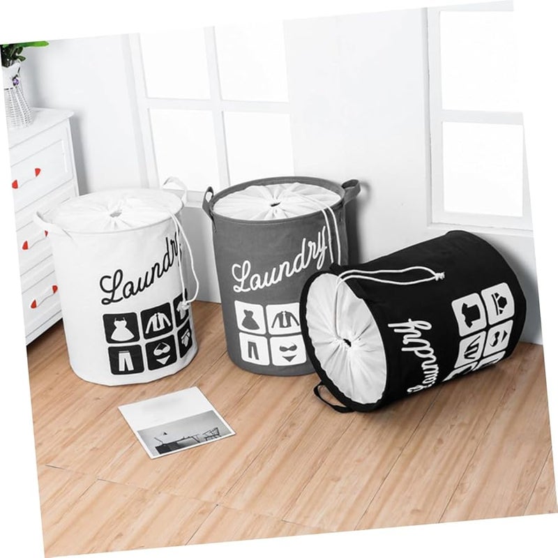 سلة غسيل قابلة للطي من الكتان القطني، سعة كبيرة بمقبضين، سلة تخزين رمادية - Image 5