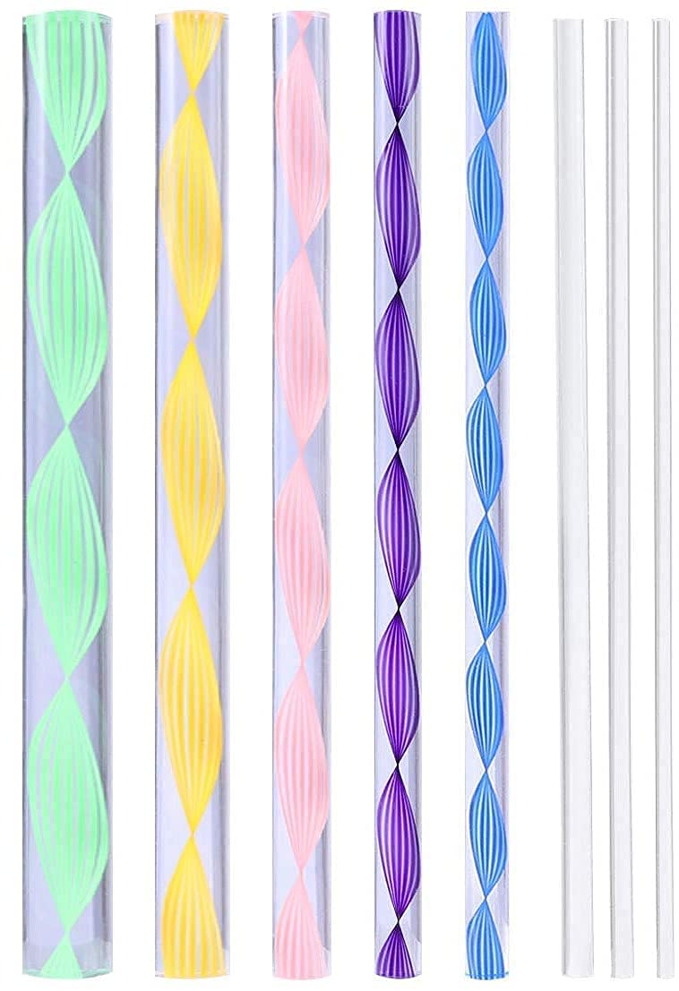 URBAN BOX Mandala Art Tool Set of 8 Pcs Colorful Acrylic Flat Head Twisted Stick/Rod in Assorted Sizes for Nail Art, Dot Painting, DIY Kit Multicolored - Image 1