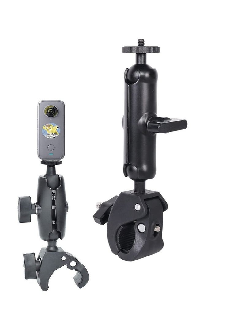 KENSUO Motorcycle Mount for Insta360 One X3 , One X2 ,One RS,One R,GoPro Hero, Double Ball Handlebar Mount for Action Camera (Black) - Image 1